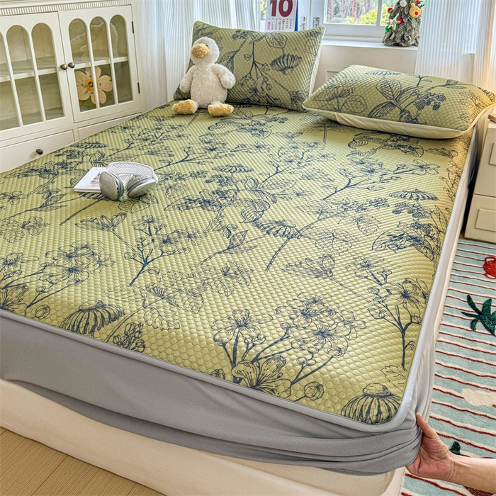 91家纺网 家纺一手货源 找家纺 （总）奥裕家纺 2026新款印花凉感云母凉感冰豆豆席床笠款凉席席子