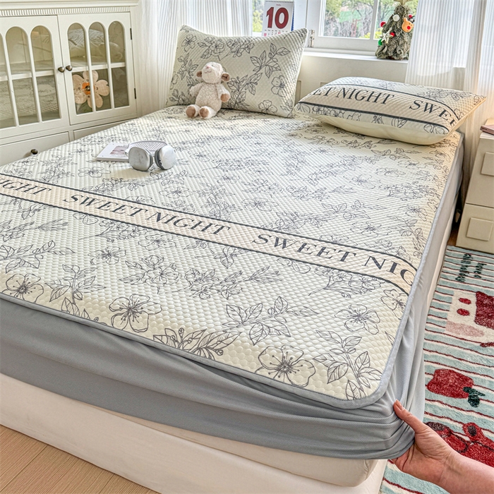 91家纺网 家纺一手货源 找家纺 （总）奥裕家纺 2026新款印花凉感云母凉感冰豆豆席床笠款凉席席子