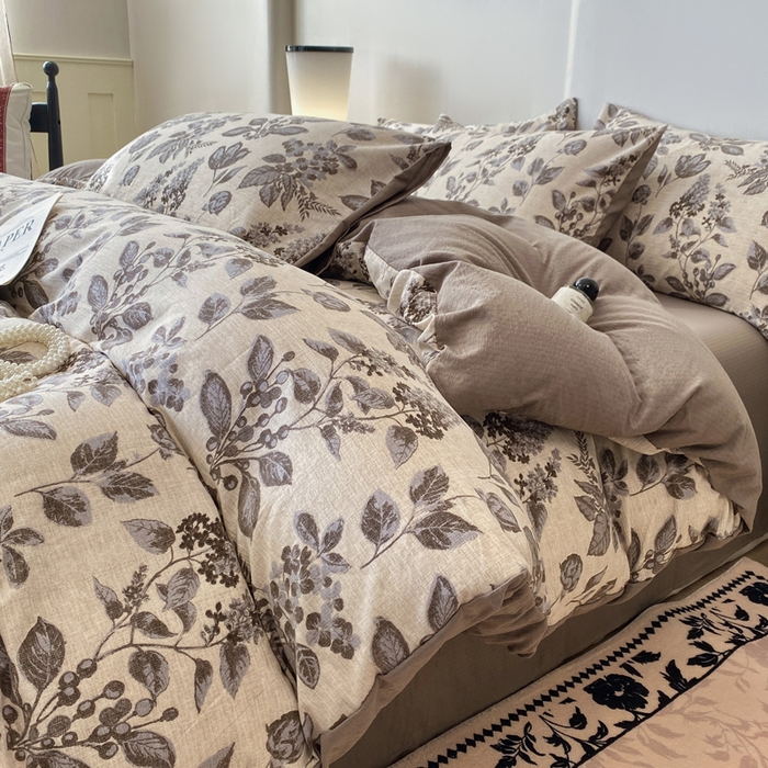 91家纺网 家纺一手货源 找家纺 红日子纺织品 2026春夏新款云感复古皱皱纱四件套 花都-卡