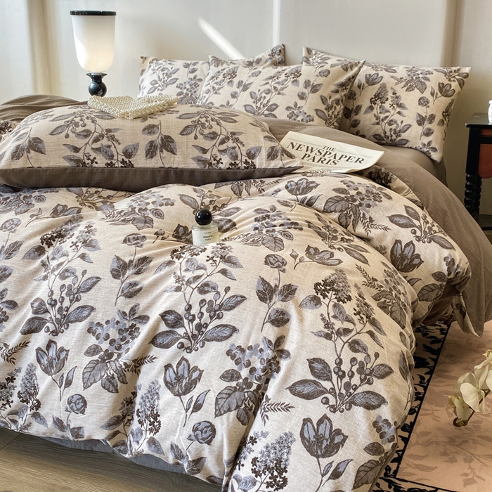 91家纺网 家纺一手货源 找家纺 红日子纺织品 2026春夏新款云感复古皱皱纱四件套 花都-卡