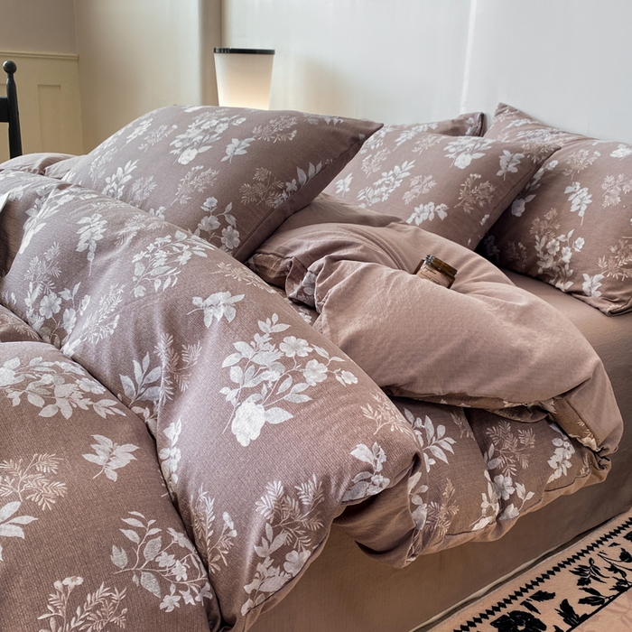 91家纺网 家纺一手货源 找家纺 红日子纺织品 2026春夏新款云感复古皱皱纱四件套 锦绣-卡