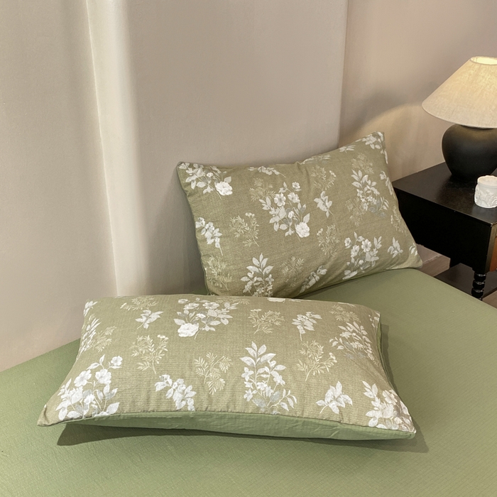 91家纺网 家纺一手货源 找家纺 红日子纺织品 2026春夏新款云感复古皱皱纱四件套 锦绣-绿