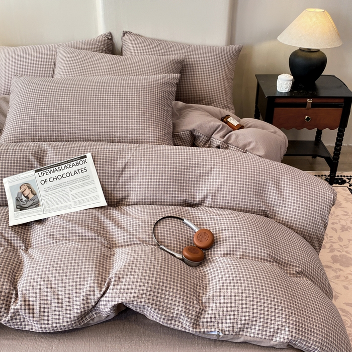 91家纺网 家纺一手货源 找家纺 红日子纺织品 2026春夏新款云感复古皱皱纱四件套 卡夏-卡