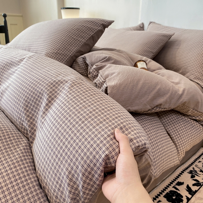 91家纺网 家纺一手货源 找家纺 红日子纺织品 2026春夏新款云感复古皱皱纱四件套 卡夏-卡