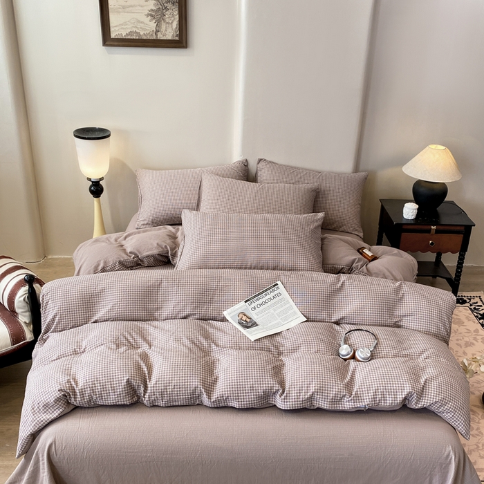 91家纺网 家纺一手货源 找家纺 红日子纺织品 2026春夏新款云感复古皱皱纱四件套 卡夏-卡