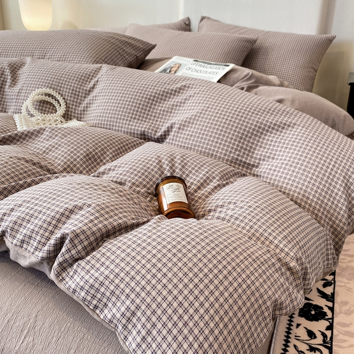 91家纺网 家纺一手货源 找家纺 红日子纺织品 2026春夏新款云感复古皱皱纱四件套 卡夏-卡