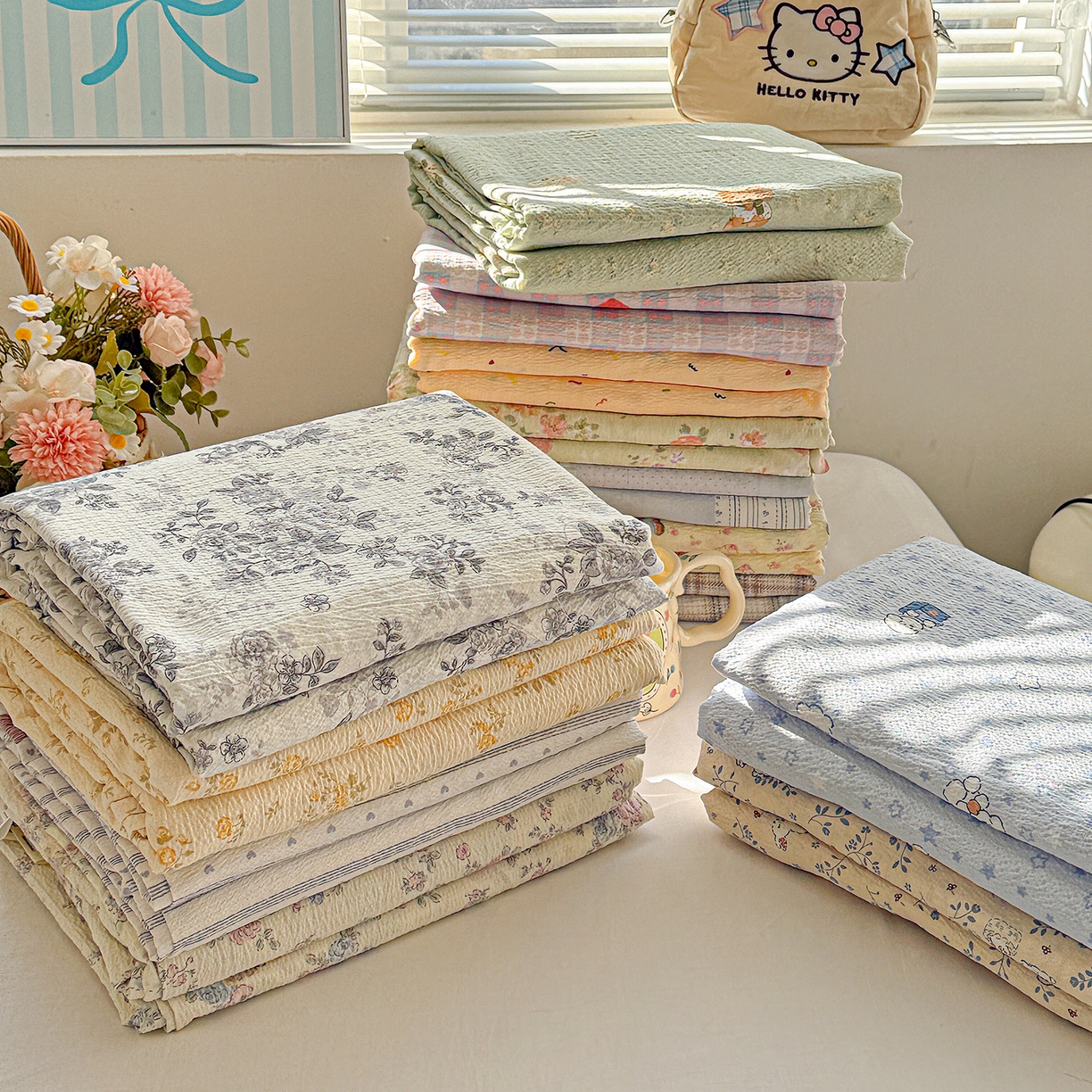 91家纺网 家纺一手货源 找家纺 （总）仟人梦 2026新款云感双层纱印花单床单床单单件