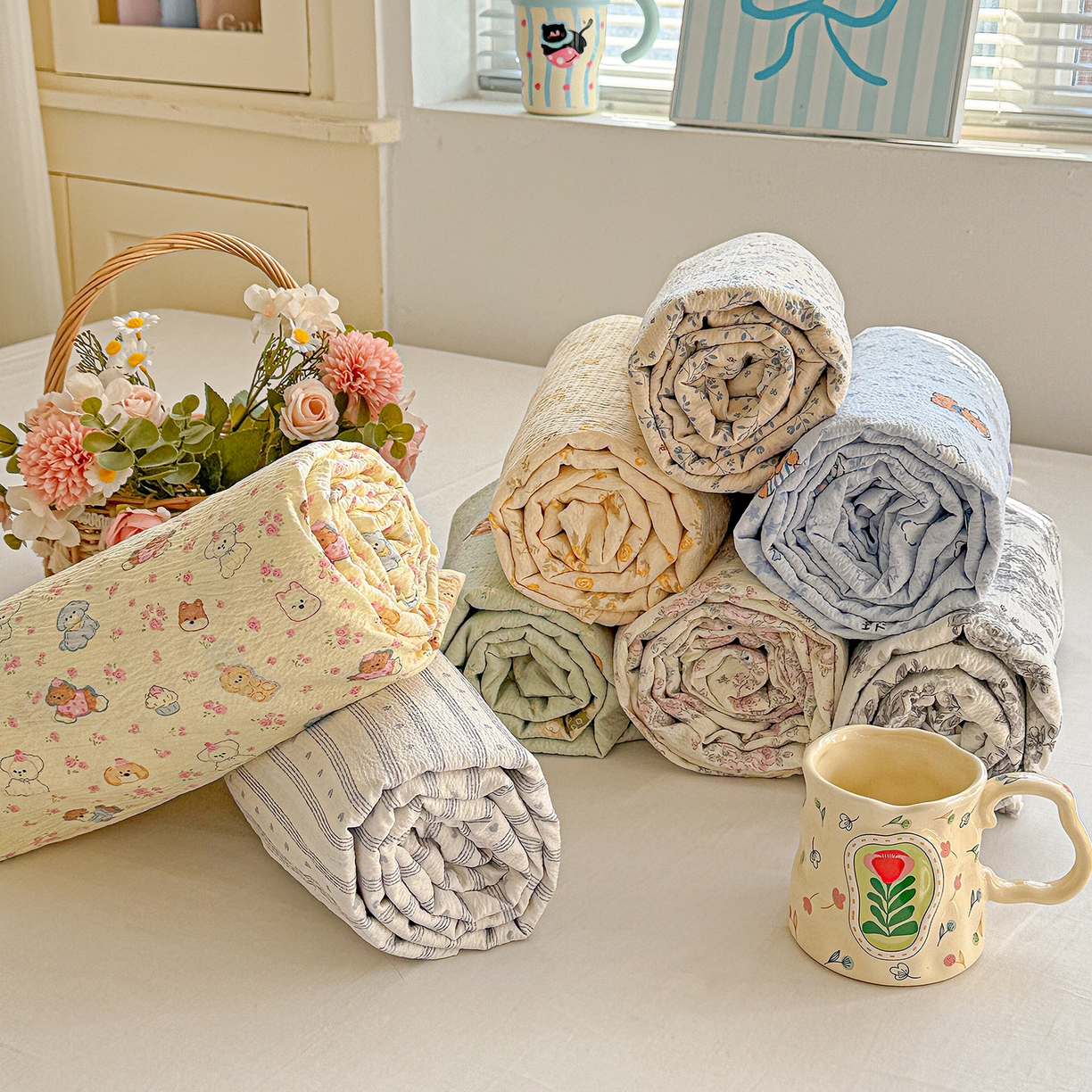 91家纺网 家纺一手货源 找家纺 （总）仟人梦 2026新款云感双层纱印花单床单床单单件