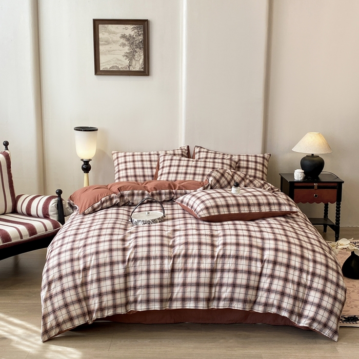 91家纺网 家纺一手货源 找家纺 红日子纺织品 2026春夏新款云感复古皱皱纱四件套 米兰-卡