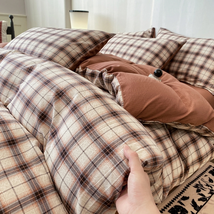 91家纺网 家纺一手货源 找家纺 红日子纺织品 2026春夏新款云感复古皱皱纱四件套 米兰-卡