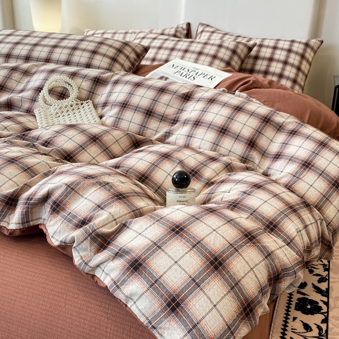 91家纺网 家纺一手货源 找家纺 红日子纺织品 2026春夏新款云感复古皱皱纱四件套 米兰-卡