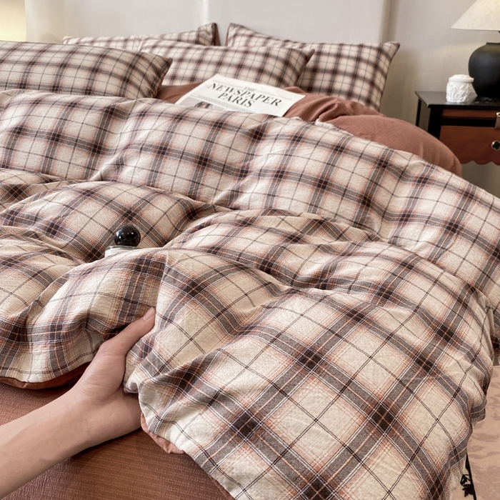 91家纺网 家纺一手货源 找家纺 红日子纺织品 2026春夏新款云感复古皱皱纱四件套 米兰-卡