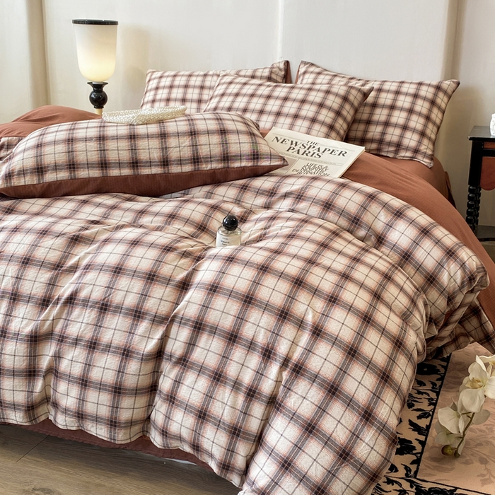 91家纺网 家纺一手货源 找家纺 红日子纺织品 2026春夏新款云感复古皱皱纱四件套 米兰-卡