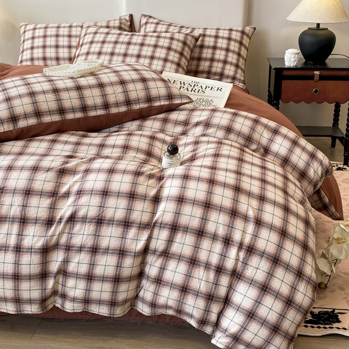 91家纺网 家纺一手货源 找家纺 红日子纺织品 2026春夏新款云感复古皱皱纱四件套 米兰-卡