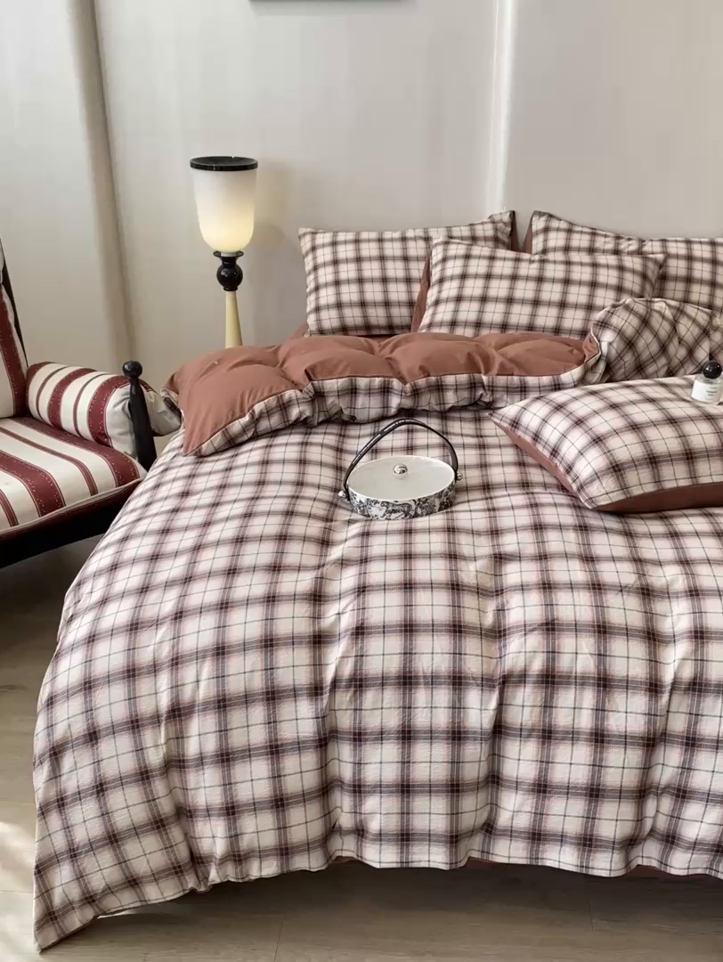 91家纺网 家纺一手货源 找家纺 红日子纺织品 2026春夏新款云感复古皱皱纱四件套 米兰-卡