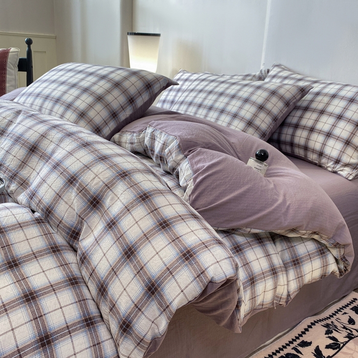 91家纺网 家纺一手货源 找家纺 红日子纺织品 2026春夏新款云感复古皱皱纱四件套 米兰-兰