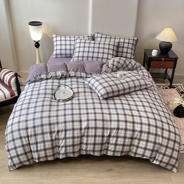 91家纺网 家纺一手货源 找家纺 红日子纺织品 2026春夏新款云感复古皱皱纱四件套 米兰-兰