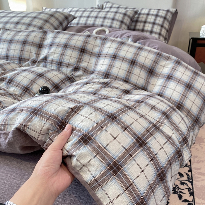 91家纺网 家纺一手货源 找家纺 红日子纺织品 2026春夏新款云感复古皱皱纱四件套 米兰-兰