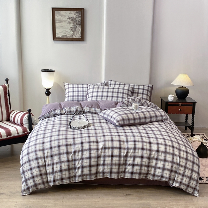 91家纺网 家纺一手货源 找家纺 红日子纺织品 2026春夏新款云感复古皱皱纱四件套 米兰-兰