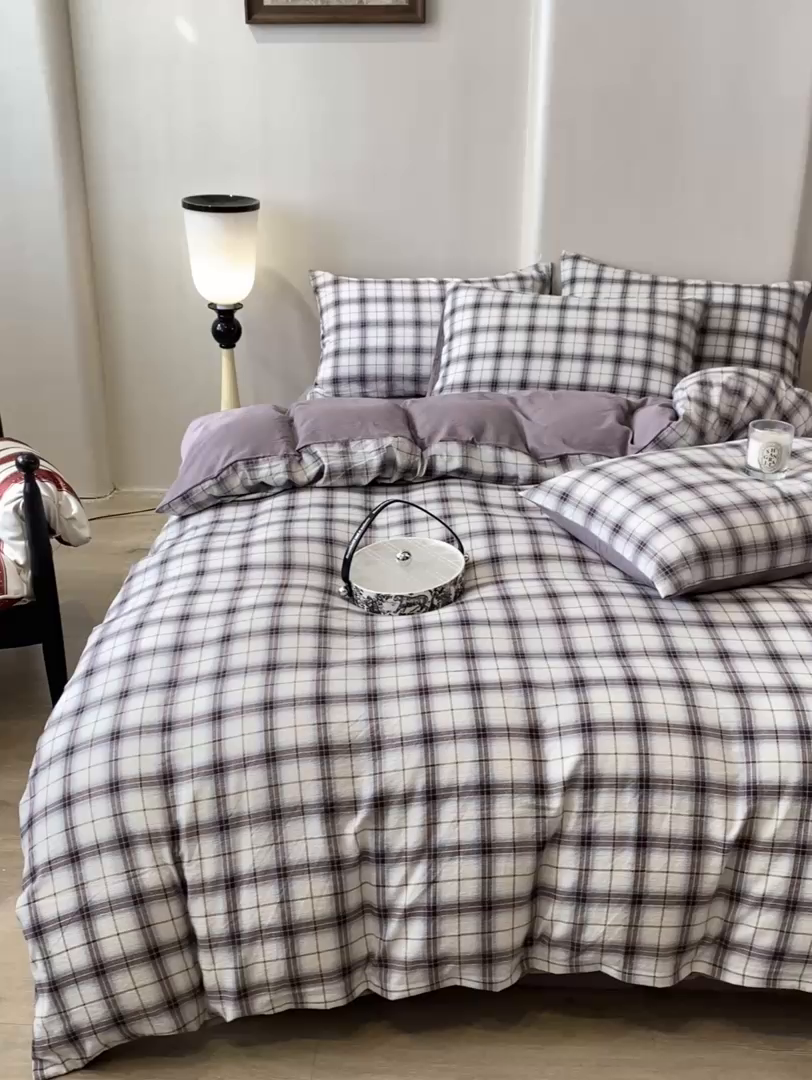 91家纺网 家纺一手货源 找家纺 红日子纺织品 2026春夏新款云感复古皱皱纱四件套 米兰-兰