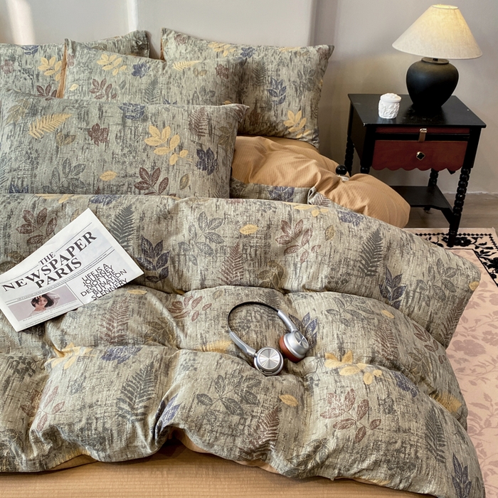 91家纺网 家纺一手货源 找家纺 红日子纺织品 2026春夏新款云感复古皱皱纱四件套 倩馨-浅绿