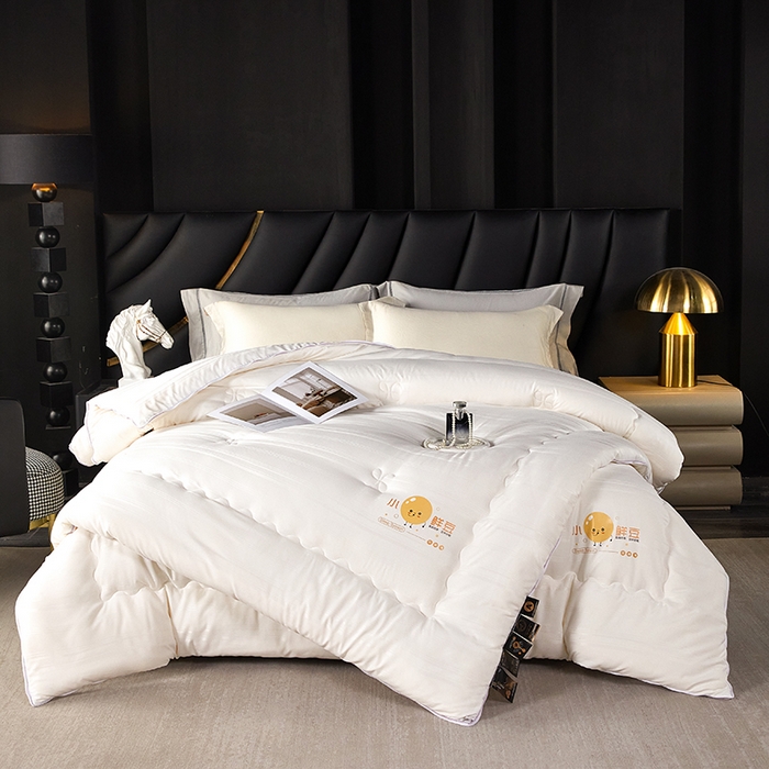 91家纺网 家纺一手货源 找家纺 莱欧纳家纺 2026新款贡缎提花大豆拉链式子母被 白色