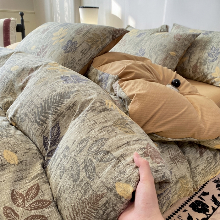 91家纺网 家纺一手货源 找家纺 红日子纺织品 2026春夏新款云感复古皱皱纱四件套 倩馨-浅绿