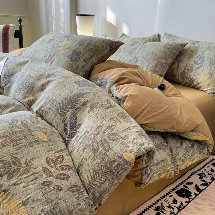 91家纺网 家纺一手货源 找家纺 红日子纺织品 2026春夏新款云感复古皱皱纱四件套 倩馨-浅绿