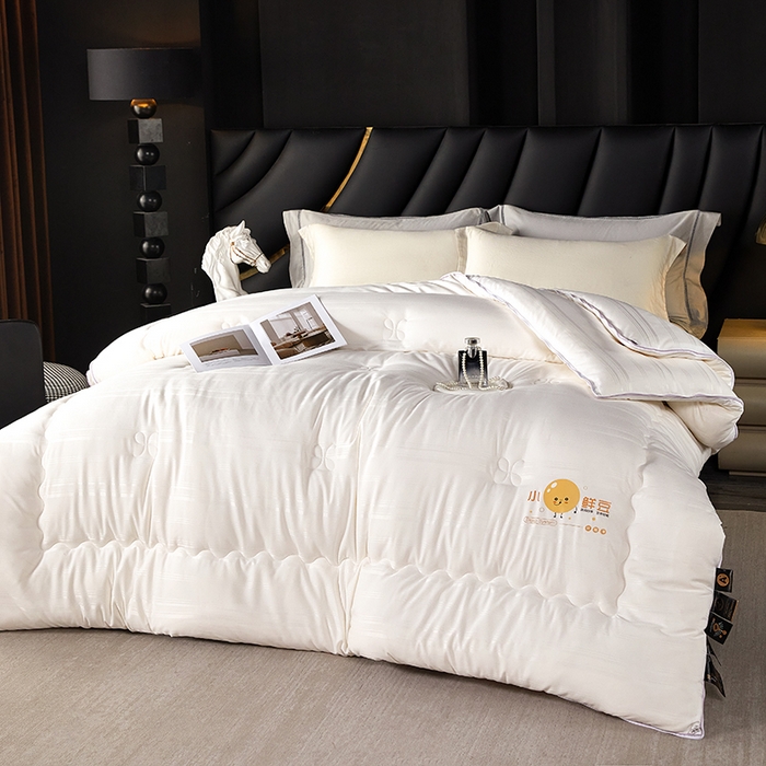 91家纺网 家纺一手货源 找家纺 莱欧纳家纺 2026新款贡缎提花大豆拉链式子母被 白色