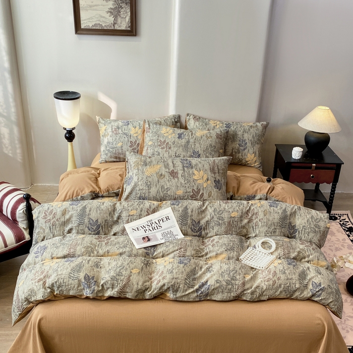 91家纺网 家纺一手货源 找家纺 红日子纺织品 2026春夏新款云感复古皱皱纱四件套 倩馨-浅绿