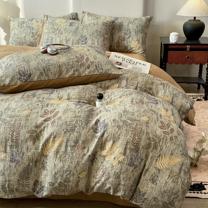 91家纺网 家纺一手货源 找家纺 红日子纺织品 2026春夏新款云感复古皱皱纱四件套 倩馨-浅绿