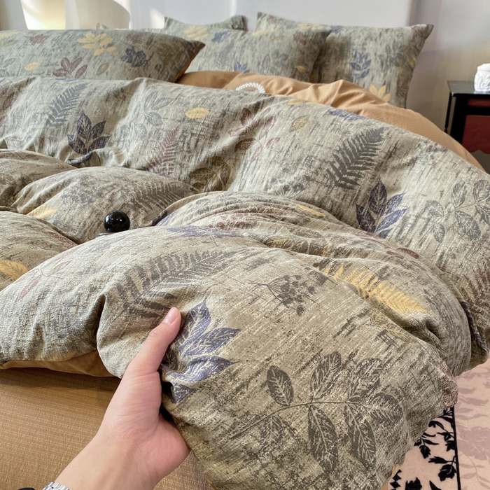 91家纺网 家纺一手货源 找家纺 红日子纺织品 2026春夏新款云感复古皱皱纱四件套 倩馨-浅绿