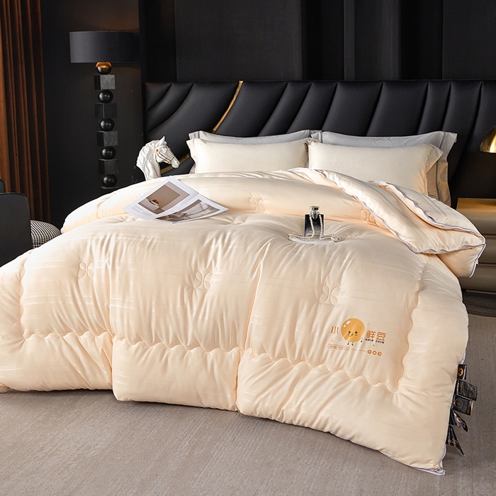 91家纺网 家纺一手货源 找家纺 莱欧纳家纺 2026新款贡缎提花大豆拉链式子母被 玉色