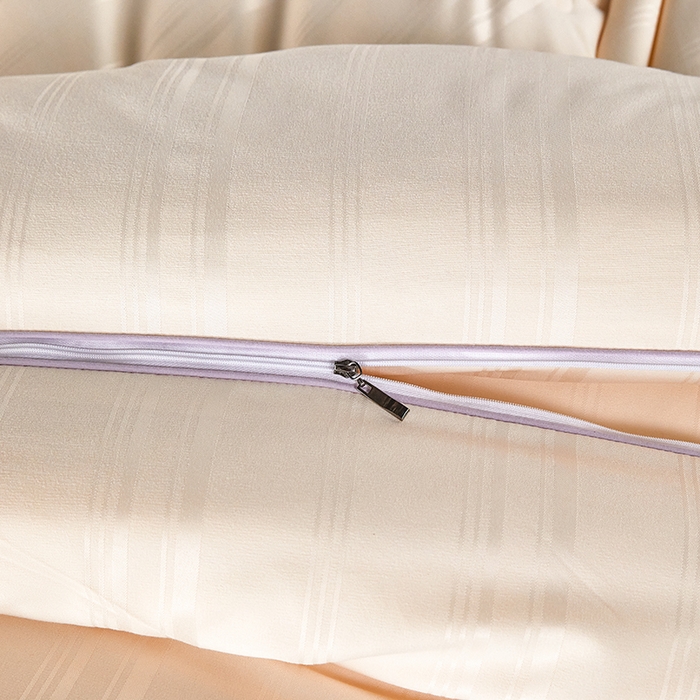 91家纺网 家纺一手货源 找家纺 莱欧纳家纺 2026新款贡缎提花大豆拉链式子母被 玉色