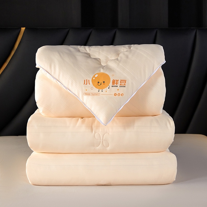 91家纺网 家纺一手货源 找家纺 莱欧纳家纺 2026新款贡缎提花大豆拉链式子母被 玉色