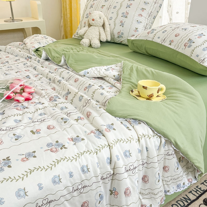 91家纺网 家纺一手货源 找家纺 默忆 2026新款A类母婴级针织棉大豆云朵被子被芯夏被空调被春秋冬被四季被 小清新