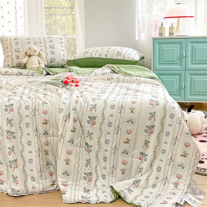 91家纺网 家纺一手货源 找家纺 默忆 2026新款A类母婴级针织棉大豆云朵被子被芯夏被空调被春秋冬被四季被 小清新