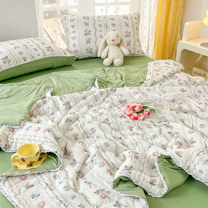 91家纺网 家纺一手货源 找家纺 默忆 2026新款A类母婴级针织棉大豆云朵被子被芯夏被空调被春秋冬被四季被 小清新