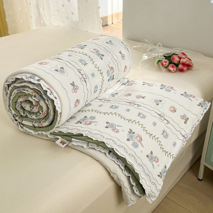 91家纺网 家纺一手货源 找家纺 默忆 2026新款A类母婴级针织棉大豆云朵被子被芯夏被空调被春秋冬被四季被 小清新