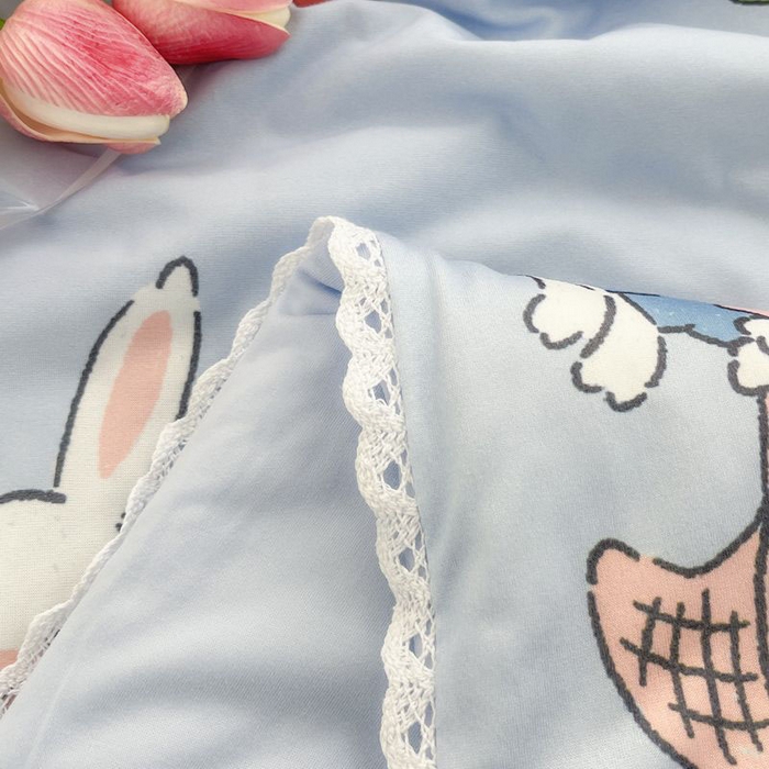 91家纺网 家纺一手货源 找家纺 默忆 2026新款A类母婴级针织棉大豆云朵被子被芯夏被空调被春秋冬被四季被 花园兔