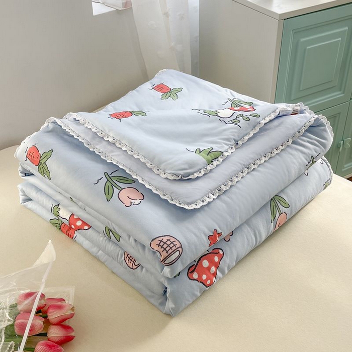 91家纺网 家纺一手货源 找家纺 默忆 2026新款A类母婴级针织棉大豆云朵被子被芯夏被空调被春秋冬被四季被 花园兔