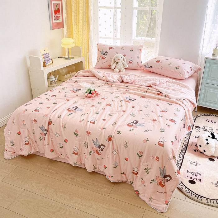 91家纺网 家纺一手货源 找家纺 默忆 2026新款A类母婴级针织棉大豆云朵被子被芯夏被空调被春秋冬被四季被 花仙子