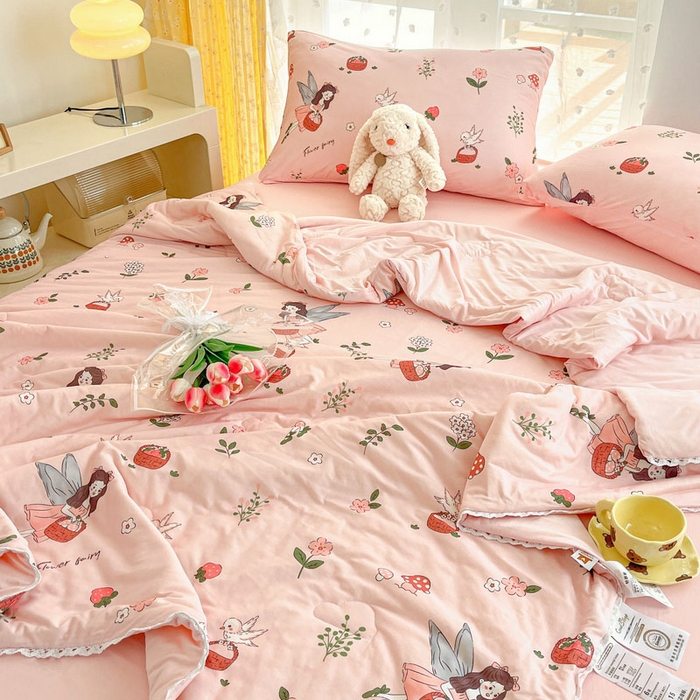 91家纺网 家纺一手货源 找家纺 默忆 2026新款A类母婴级针织棉大豆云朵被子被芯夏被空调被春秋冬被四季被 花仙子