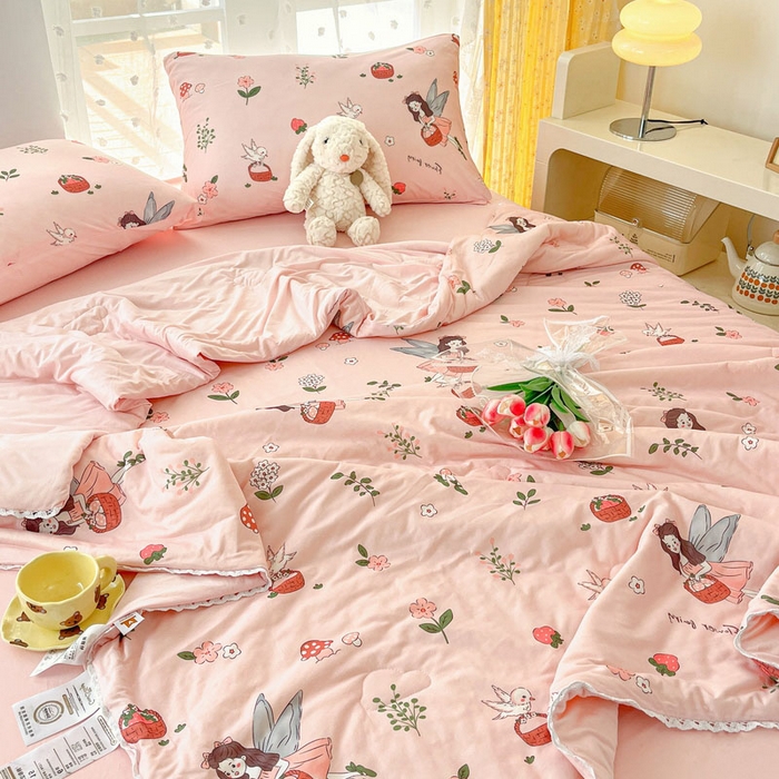 91家纺网 家纺一手货源 找家纺 默忆 2026新款A类母婴级针织棉大豆云朵被子被芯夏被空调被春秋冬被四季被 花仙子