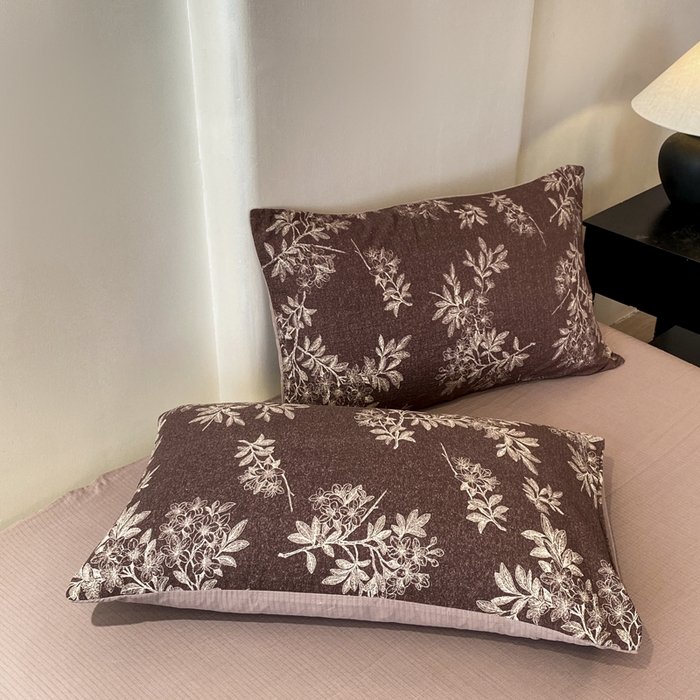 91家纺网 家纺一手货源 找家纺 红日子纺织品 2026春夏新款云感复古皱皱纱四件套 夕颜-棕