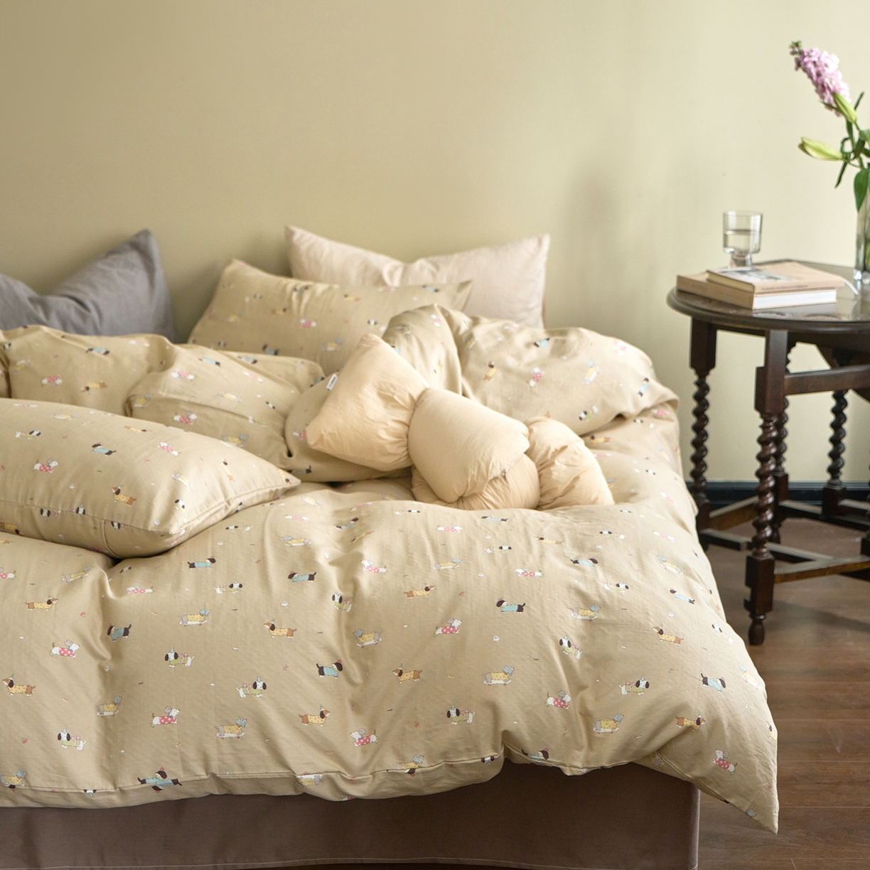 91家纺网 家纺一手货源 找家纺 （总）洋铭区（原狠狠爱） 2026春季新款简约全棉 无边双层纱 四件套系列