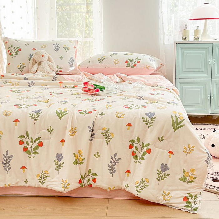 91家纺网 家纺一手货源 找家纺 默忆 2026新款A类母婴级针织棉大豆云朵被子被芯夏被空调被春秋冬被四季被 萌音草莓