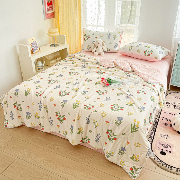 91家纺网 家纺一手货源 找家纺 默忆 2026新款A类母婴级针织棉大豆云朵被子被芯夏被空调被春秋冬被四季被 萌音草莓