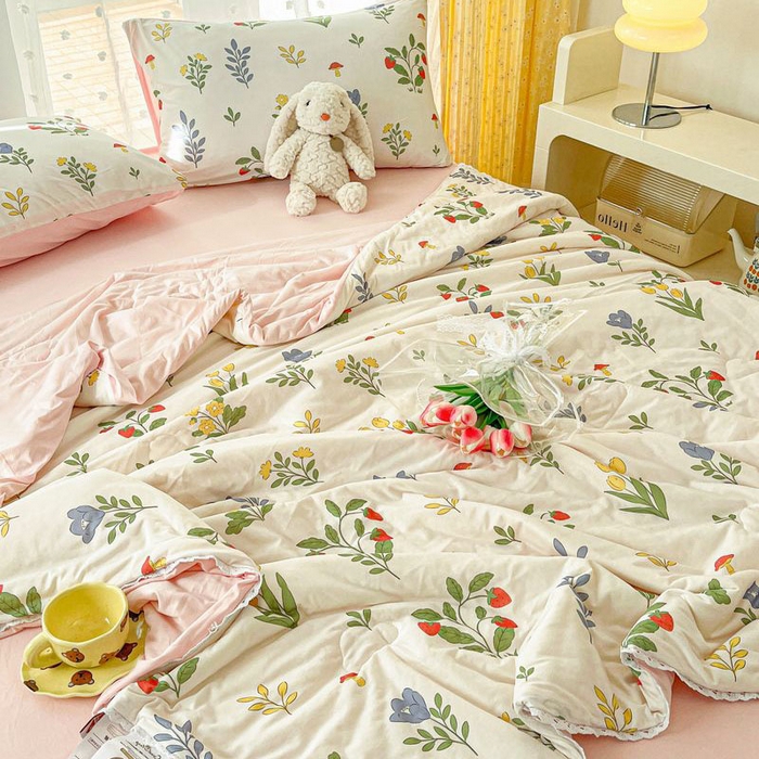 91家纺网 家纺一手货源 找家纺 默忆 2026新款A类母婴级针织棉大豆云朵被子被芯夏被空调被春秋冬被四季被 萌音草莓