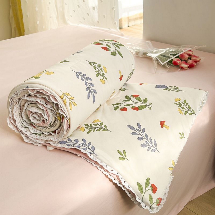 91家纺网 家纺一手货源 找家纺 默忆 2026新款A类母婴级针织棉大豆云朵被子被芯夏被空调被春秋冬被四季被 萌音草莓